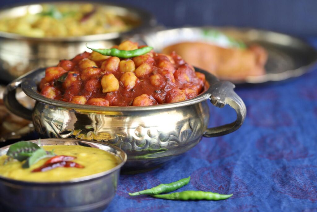 Traditional Indian chickpea curry.